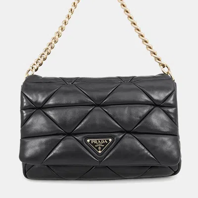 Pre-owned Prada System Patchwork Black Leather Shoulder Bag
