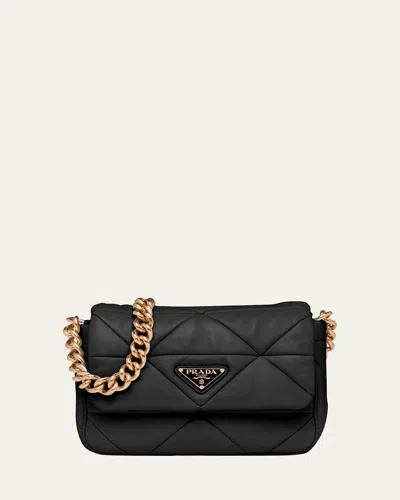Prada System Triangle Quilted Napa Mini Shoulder Bag In Black