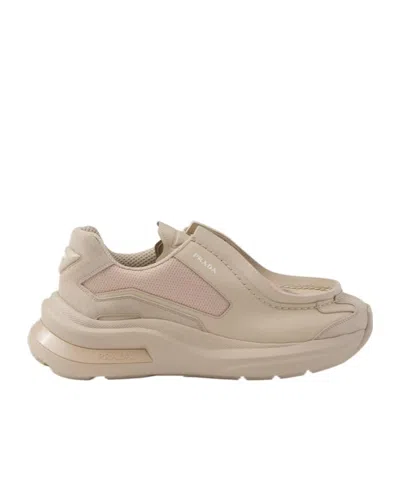 Prada Systeme Logo Details Casual Sneakers In Nude