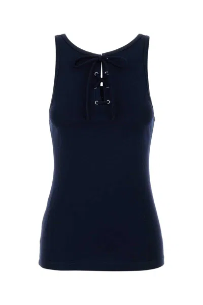 Prada Lace-up Detail Tank Top In Blue