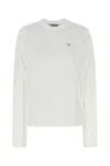 Prada Cotton Crew Neck T-shirt Long Sleeves In White
