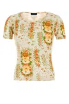 Prada Floral Pattern Cotton T-shirt In Multi