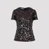 Prada Plum Sequined Back Tie T-shirt In Black