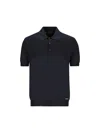 Prada Dark Blue Silk Polo Shirt In Blue
