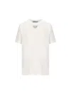 Prada White T-shirt In Jersey With Embroidered Triangle Logo Women In White