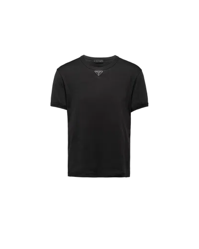 Prada Triangle Logo Oversized T-shirt In Black