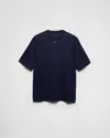Prada Enamel Triangle-logo Cotton T-shirt In Blau