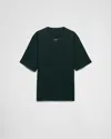 Prada Triangle Logo Cotton T-shirt In Bottle Green