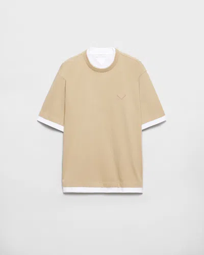 Prada T-shirt Aus Baumwolle In Neutral