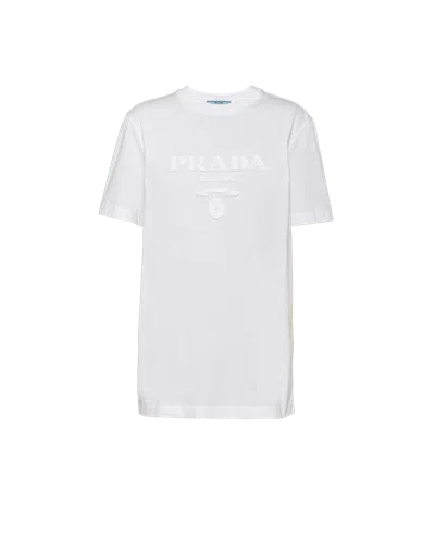 PRADA EMBROIDERED JERSEY T-SHIRT