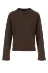 Prada Dark Brown Solid T-shirt In Green