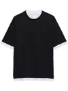 Prada Men Double Layer T-shirt In Black