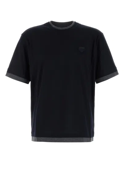 PRADA T-SHIRT IN COTONE BLU NOTTE  UOMO