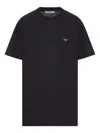 Prada Enamel Triangle-logo Cotton T-shirt In Black