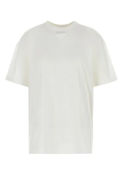 Prada T-shirt Oversize In Cotone Bianco Donna In White