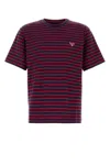 Prada Striped Cotton Crew Neck T-shirt In Stripped