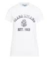 Prada Stamped Logo Crew Neck T-shirt In White