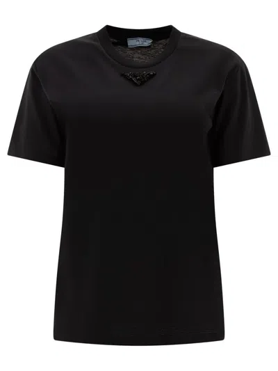 Prada T-shirt With Logo In Black