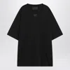 Prada Black Cotton T-shirt With Minimalist Design And Logo Detail In Black