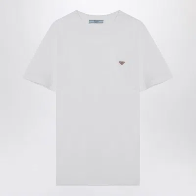 PRADA PRADA T-SHIRT WITH TRIANGLE LOGO