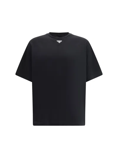 PRADA T-SHIRT WITH TRIANGULAR PLAQUE