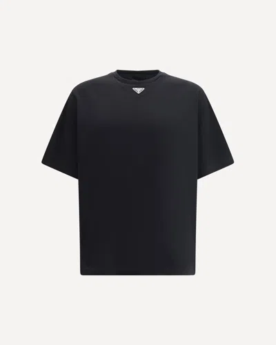 Prada Triangle Logo Oversized T-shirt In Black