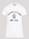 Prada Stamped Logo Crew Neck T-shirt In White