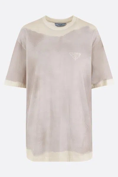 Prada Woman T-shirt Grey Size L Cotton