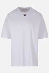 Prada T-shirt With Triangular Plaque In White