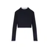Prada Cropped Long Sleeve Oversize T-shirt In Blue