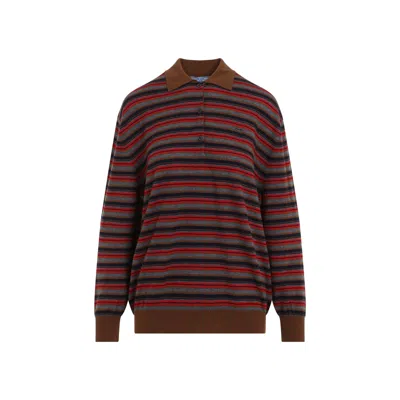 Prada Tabacco Ardesia Cashmere Polo In Brown