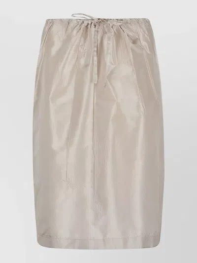 Prada Taffeta Skirt Elastic Waistband Satin Detail In Gray