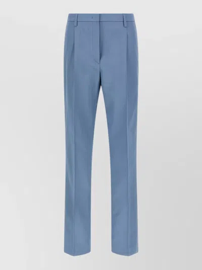 Prada Tailored Cotton Trousers Straight Leg In Blue