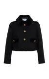 Prada Womens Black Natté Single-breasted Cropped Wool Jacket In Black