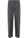 Prada Pleated Turn-up Hem Trousers In Grey