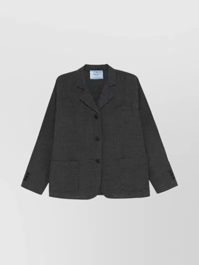PRADA TAILORED JACKET WITH NOTCHED LAPELS AND BUTTONED CUFFS
