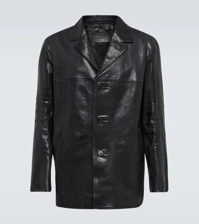 Prada Blazer Aus Leder In Nero