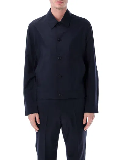 Prada Mohair Bomber Jacket Regular Fit In Blue