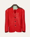 Prada Single-breasted Nappa Leather Jacket In F0011 Rosso