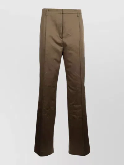 Prada Tailored Pants Belt Loops Button Front Crease In Brown
