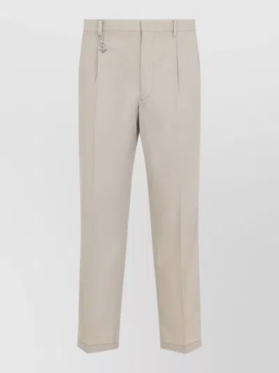 Prada Tailored Trousers Belt Loops Side Pockets In Neutral