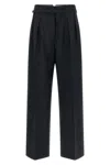 Prada Wool Blend Pleated Palazzo Pant Belt Loops In Blue