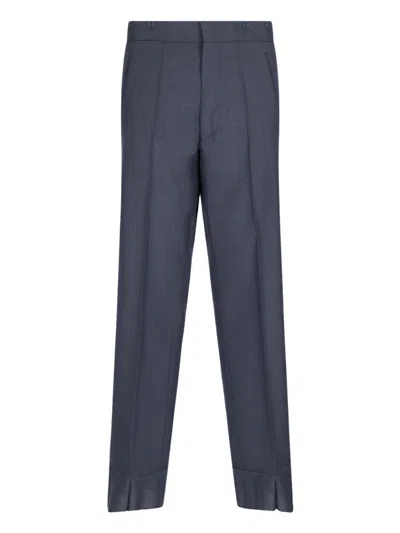 Prada Tailored Trousers In Mohair-silk Blend With Polyurethane Finish In Blue