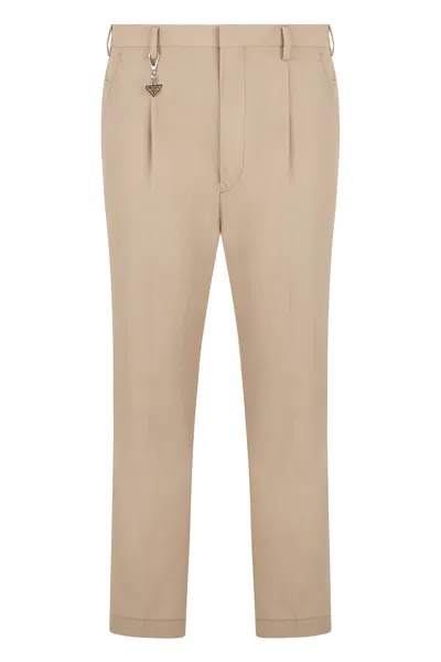Prada Tailored Trousers With Logo - Summer Styles 2026 In Neutral
