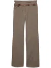 Prada Wool Pants With Printed Belt In Brown