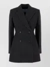 Prada Tailored Wool Blazer Structured Shoulders In Black