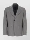 Prada Melange Grey Wool Blend Blazer In Grey