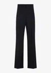 Prada Virgin Wool High Waist Trousers In Black