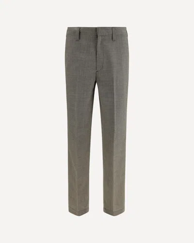 Prada Checked Tailored Suit Trousers Belt Loops Pleats In Gray