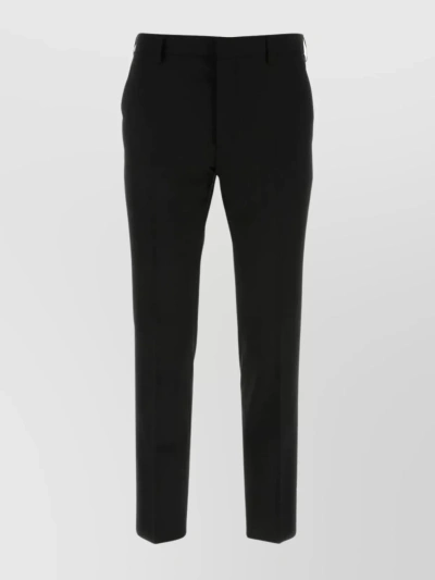 Prada Tailored Wool Trousers With Belt Loops In Black